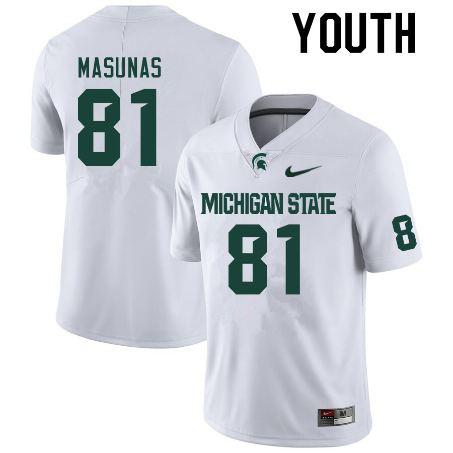 Youth #81 Michael Masunas Michigan State Spartans College Football Jerseys Sale-White